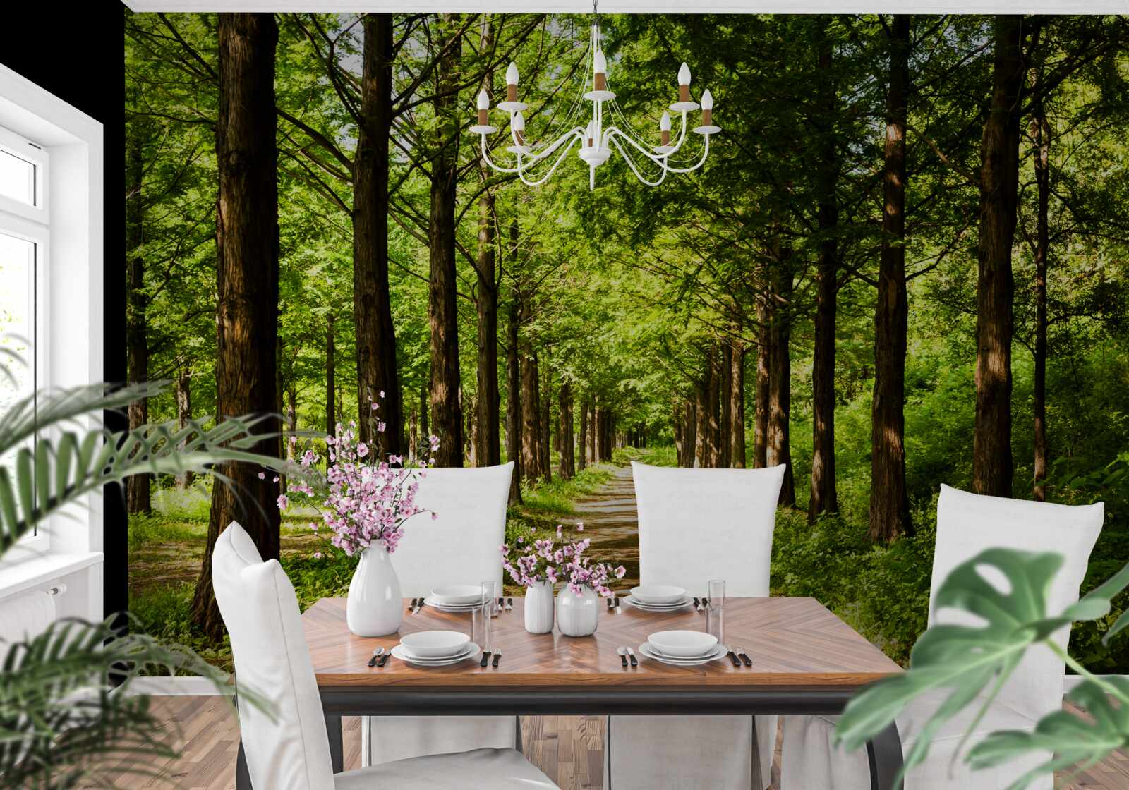 Фотошпалери простора доріжка серед смарагдових дерев