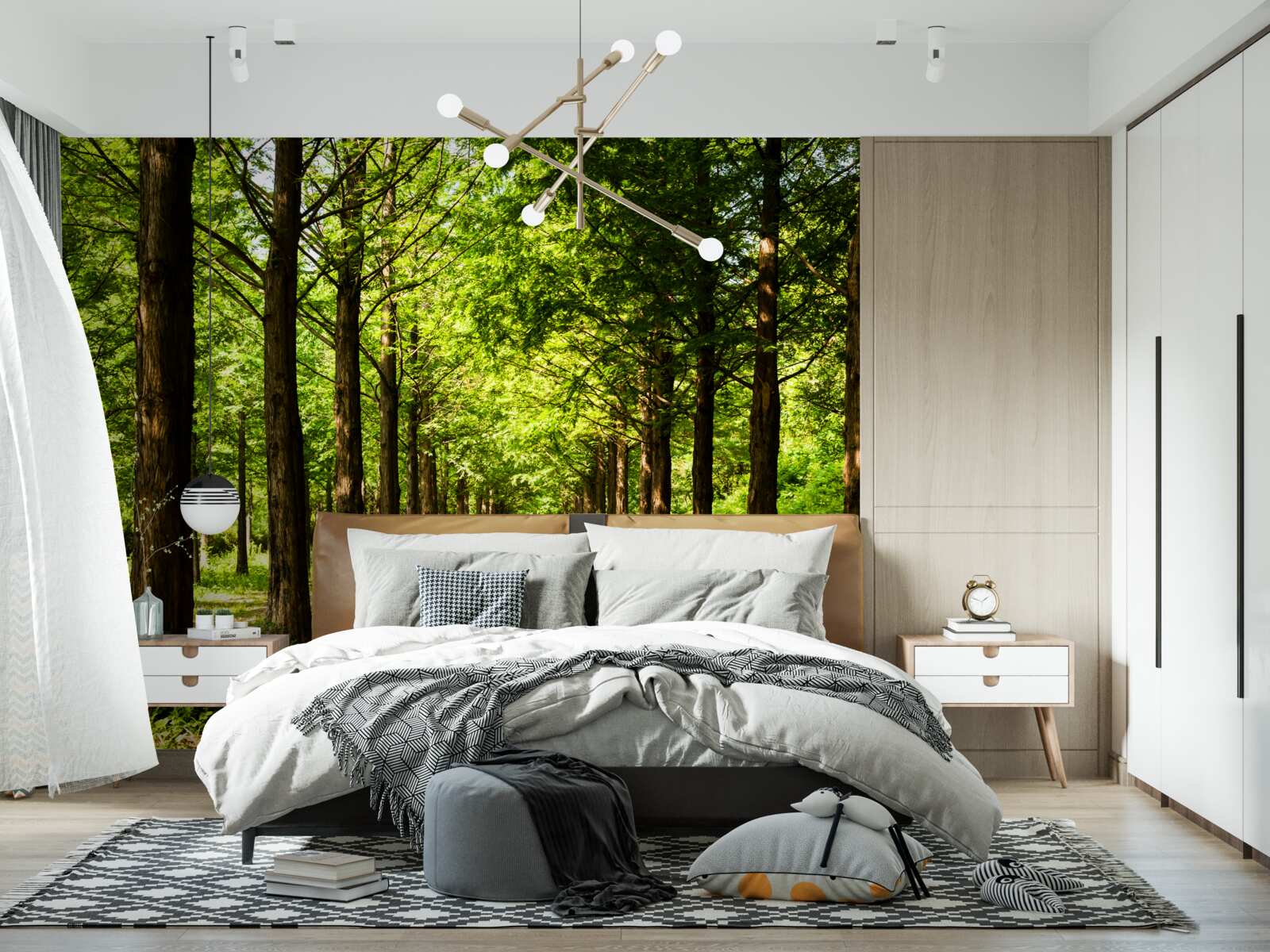 Фотошпалери простора доріжка серед смарагдових дерев