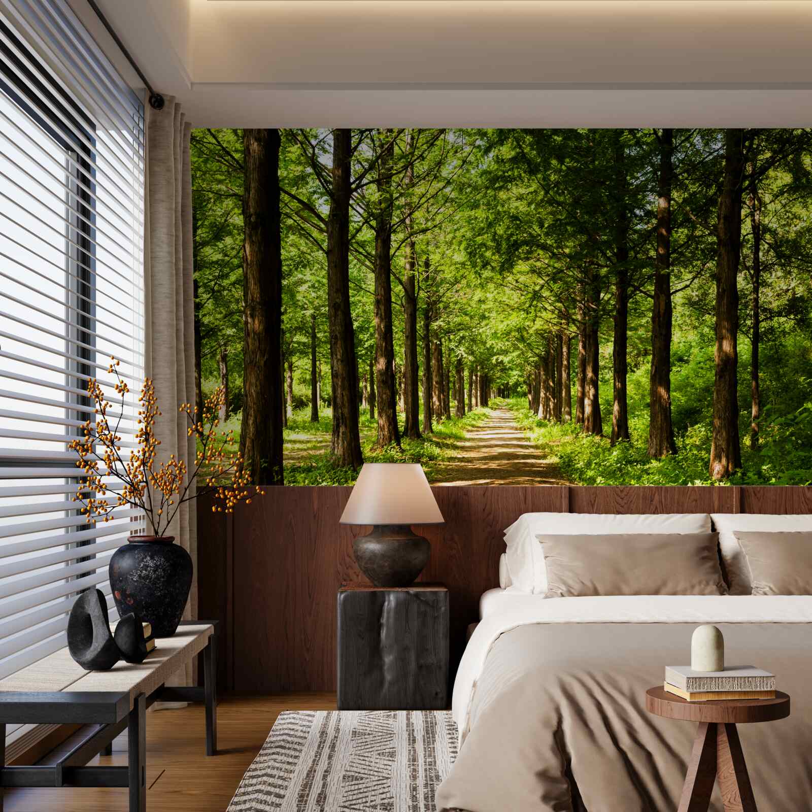 Фотошпалери простора доріжка серед смарагдових дерев