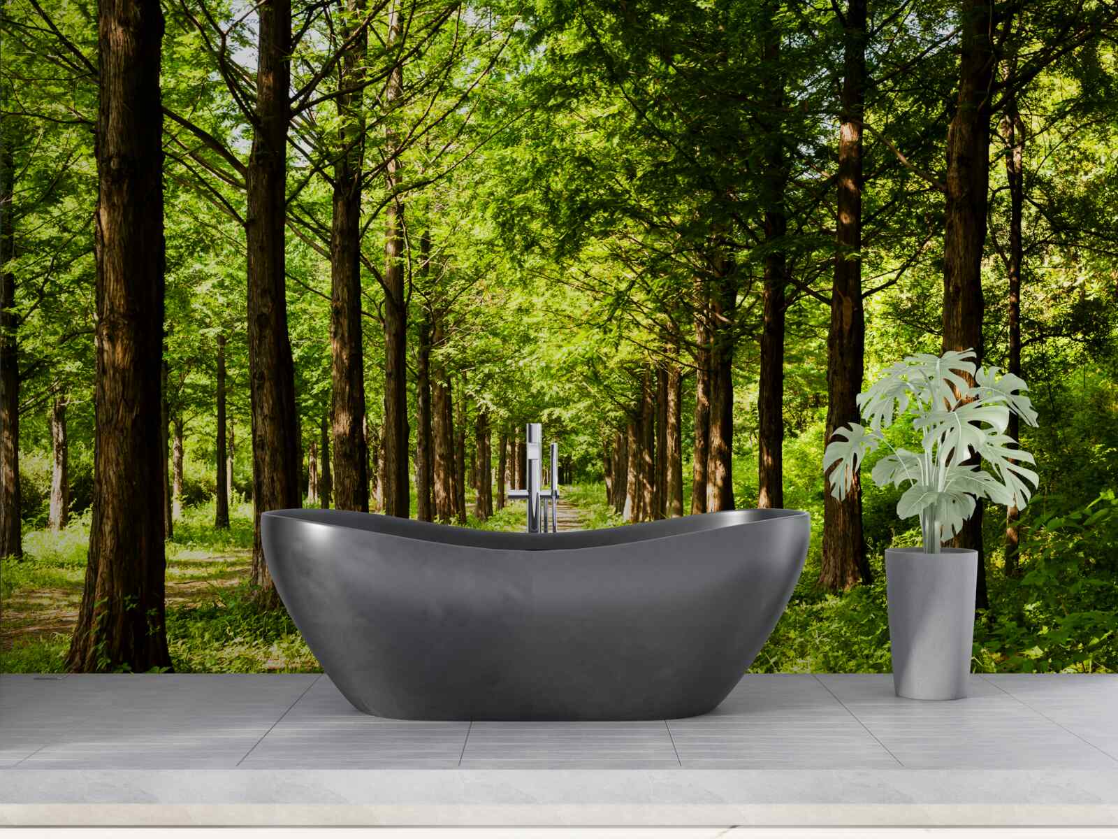 Фотошпалери простора доріжка серед смарагдових дерев