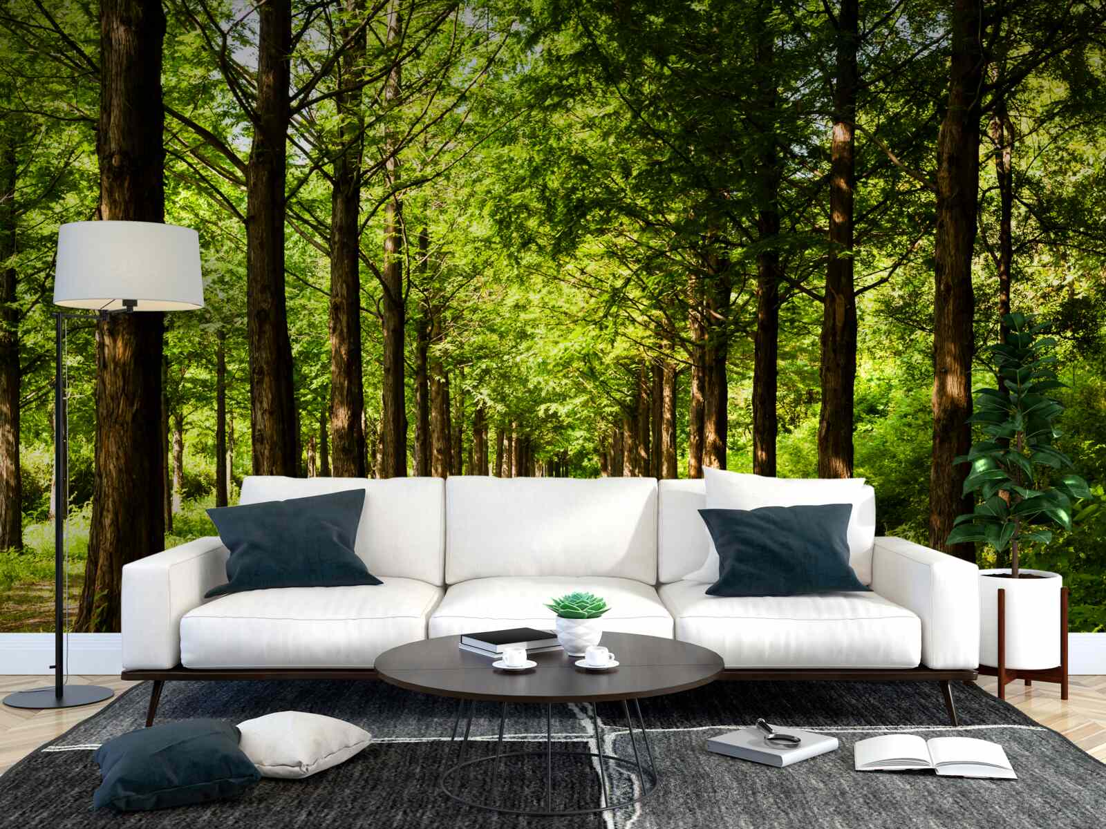 Фотошпалери простора доріжка серед смарагдових дерев