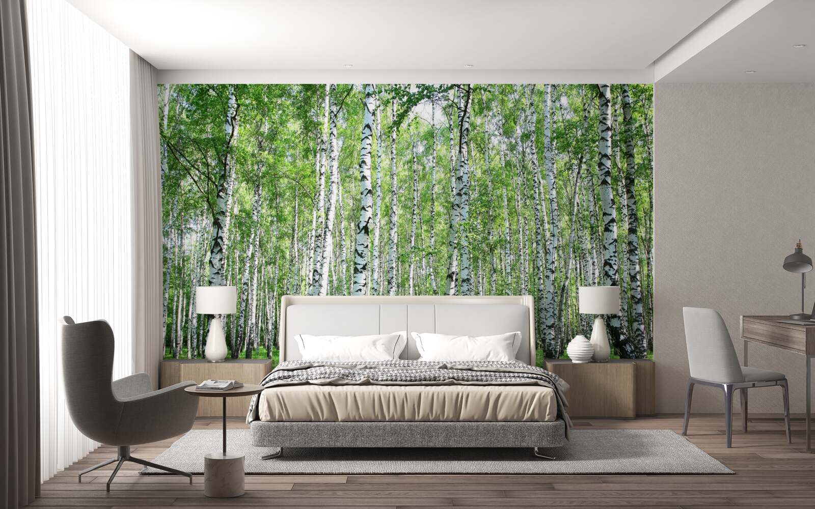 Фотошпалери граціозні, до неба берізки