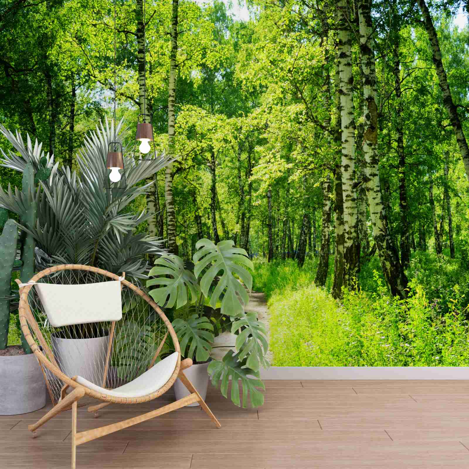 Фотошпалери доріжка, оточена зеленими деревами