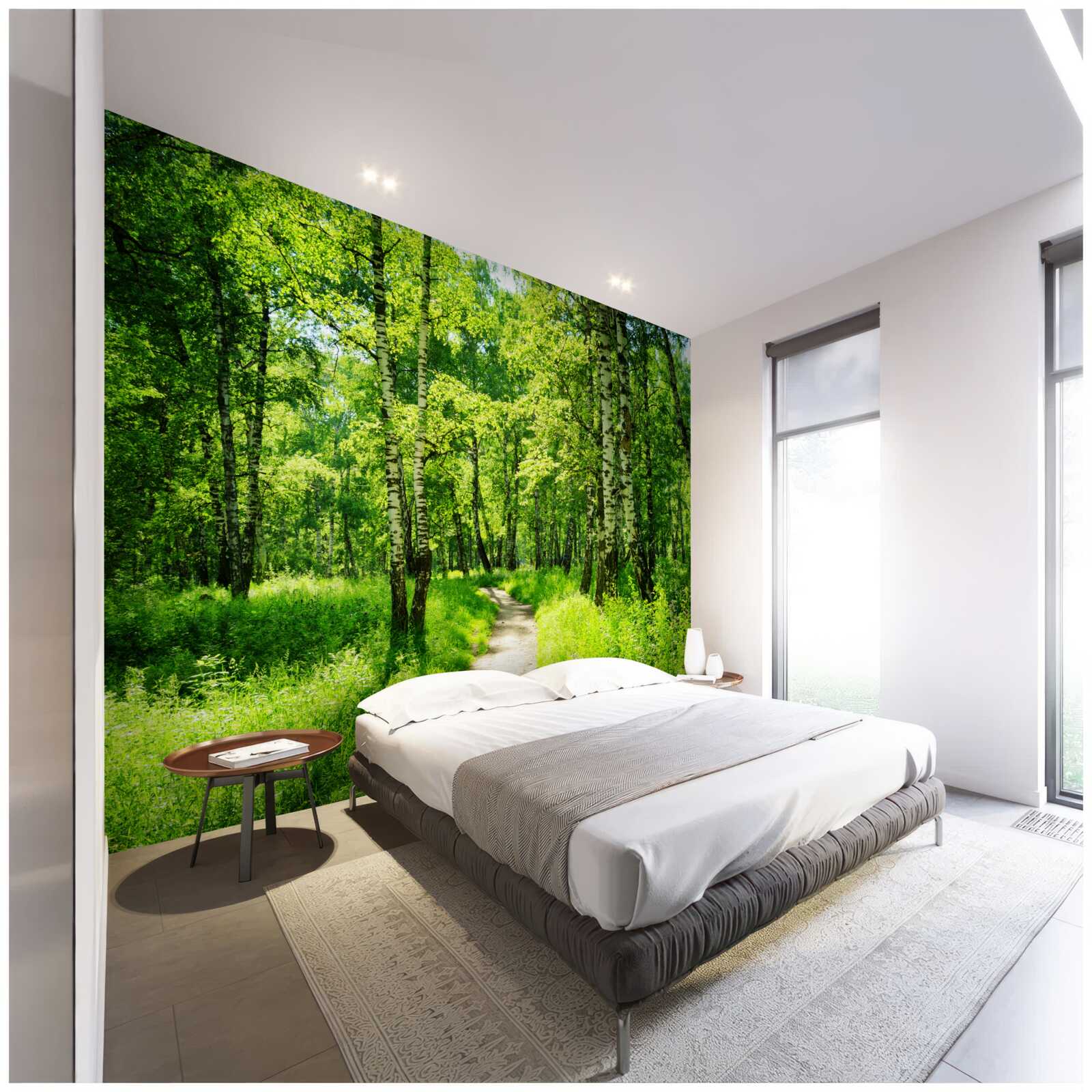 Фотошпалери доріжка, оточена зеленими деревами