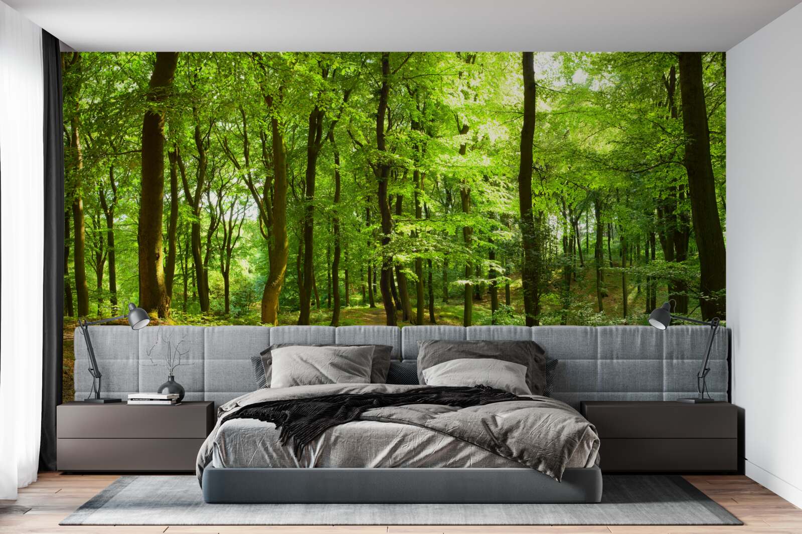 Фотошпалери галявина в густому смарагдовому лісі