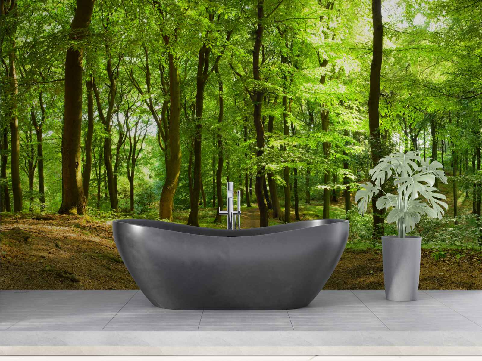 Фотошпалери галявина в густому смарагдовому лісі