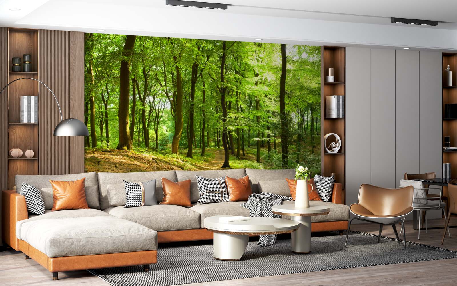 Фотошпалери галявина в густому смарагдовому лісі