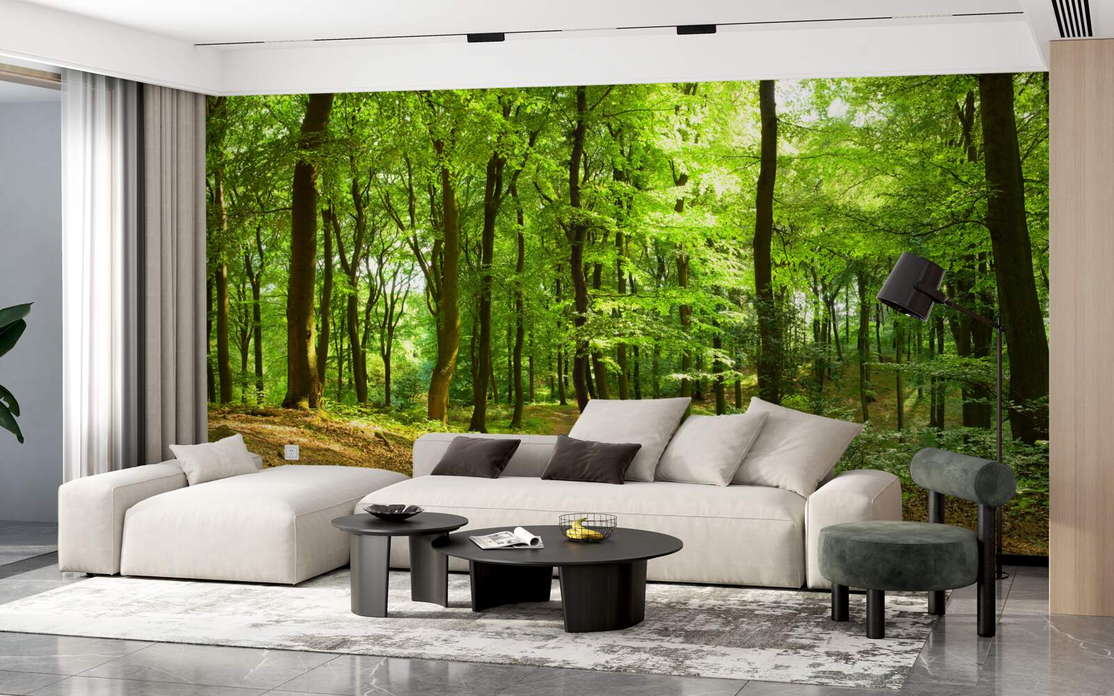 Фотошпалери галявина в густому смарагдовому лісі