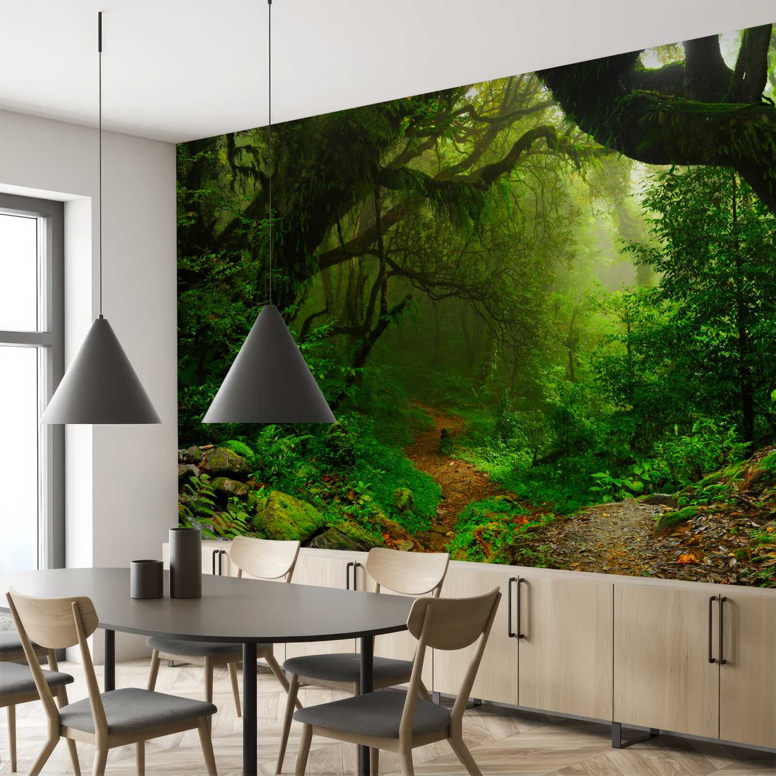 Фотошпалери стежка через густий зелений ліс