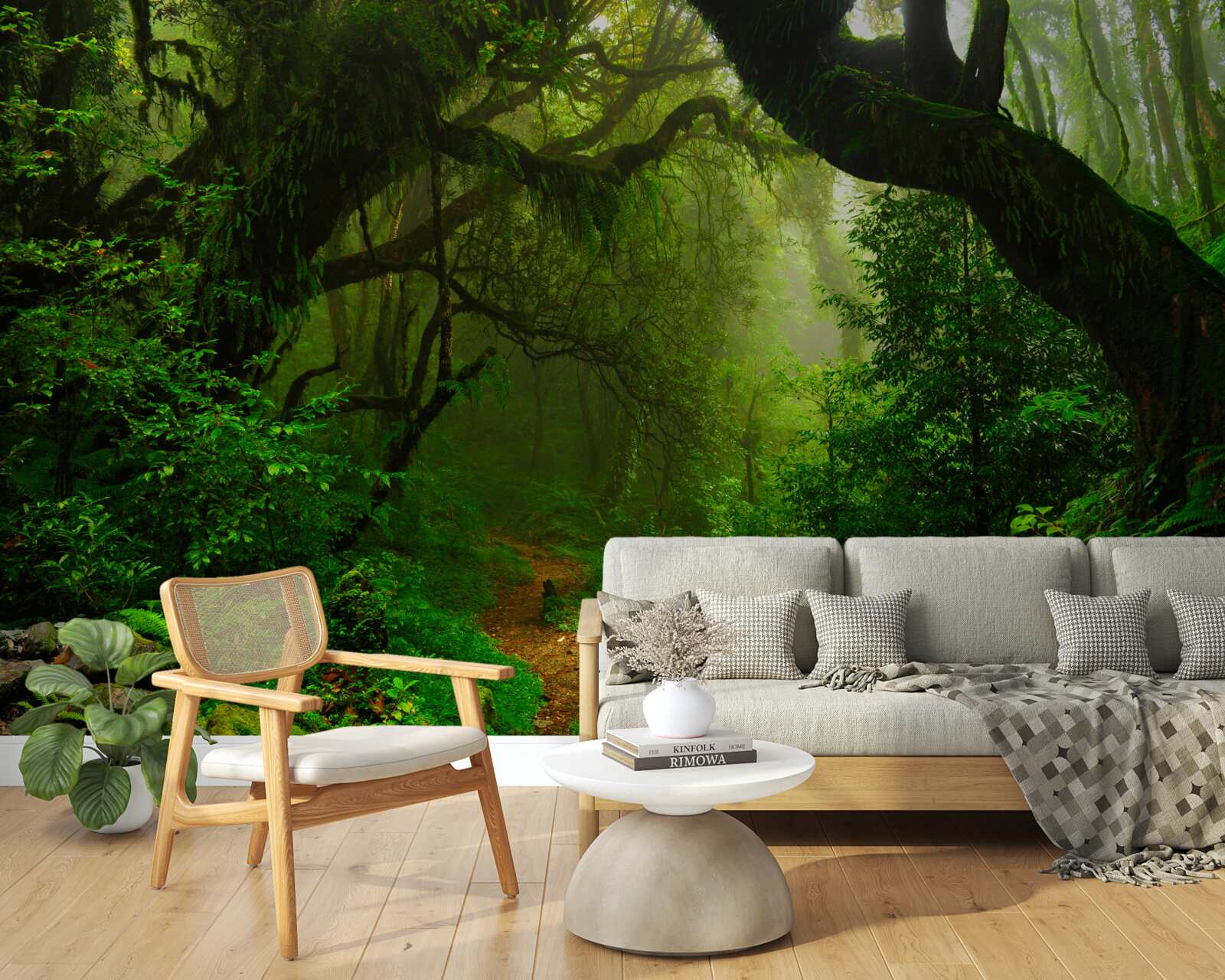 Фотошпалери стежка через густий зелений ліс