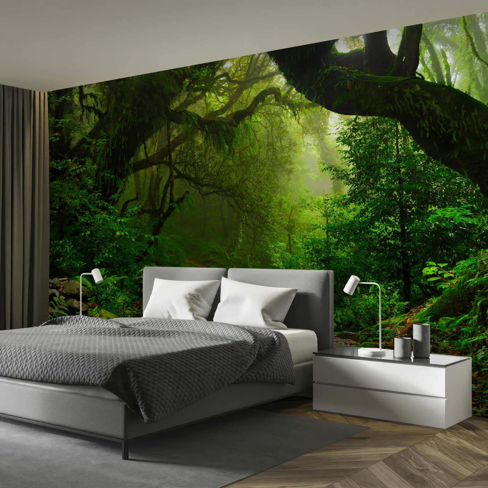 Фотошпалери стежка через густий зелений ліс