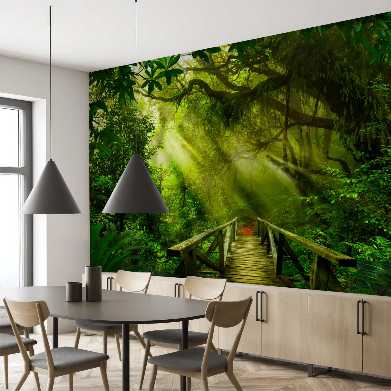 Фотошпалери міст у глибині лісу