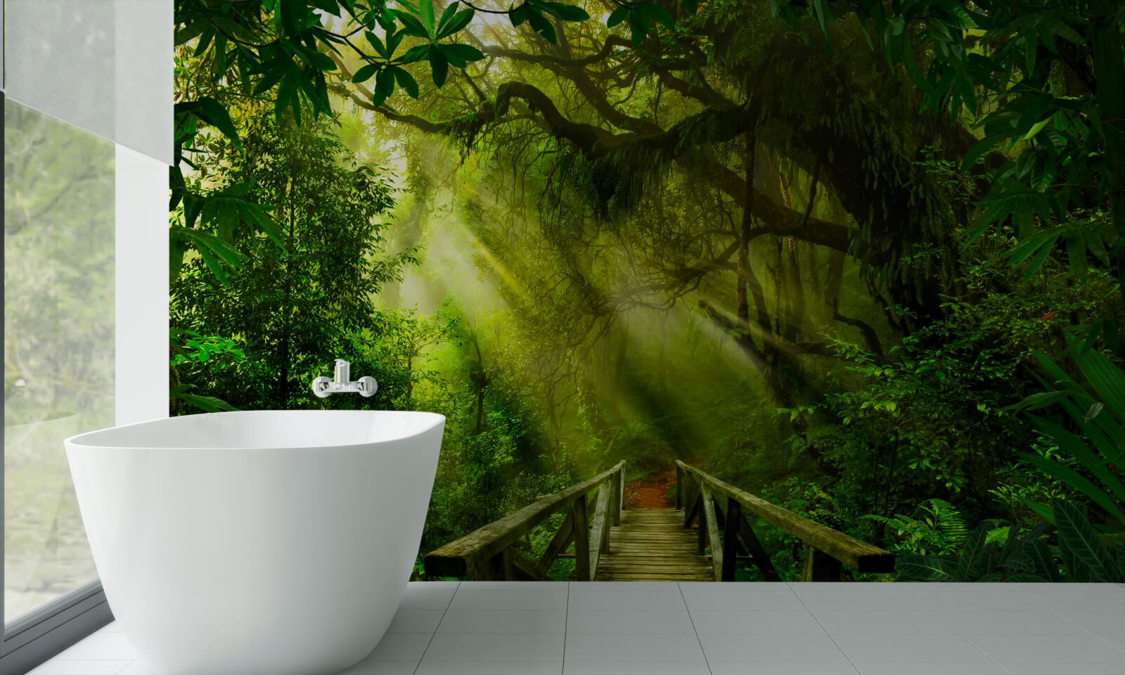 Фотошпалери міст у глибині лісу