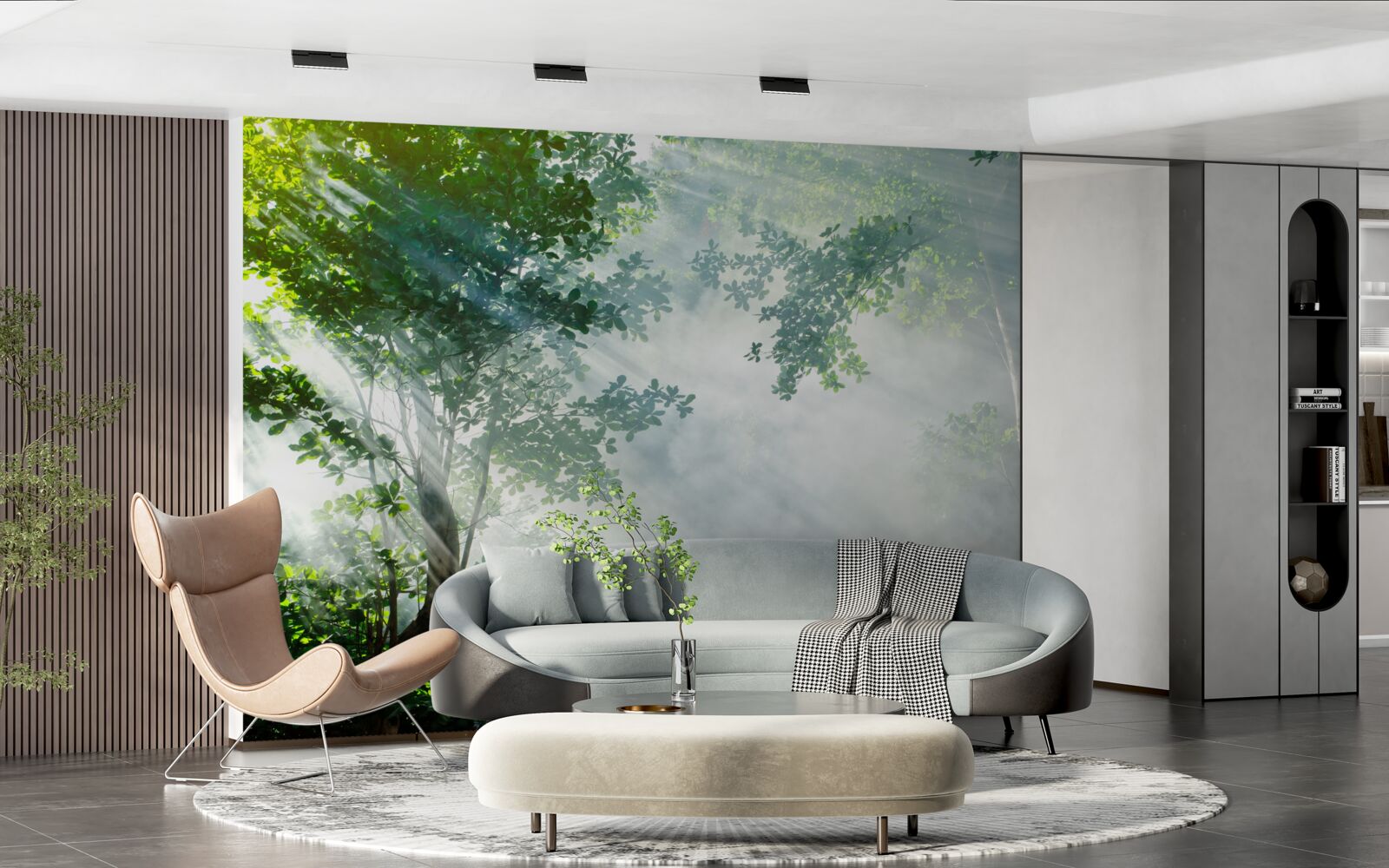 Фотошпалери промені ранкового сонця проникають у ліс