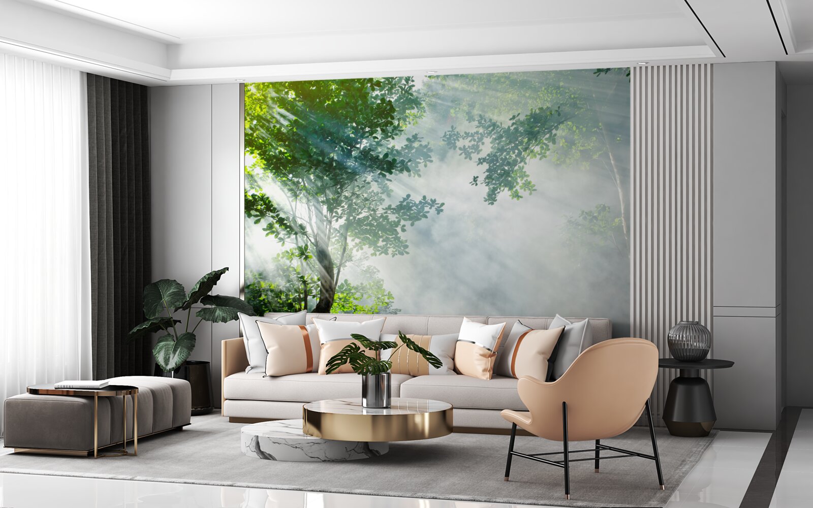 Фотошпалери промені ранкового сонця проникають у ліс