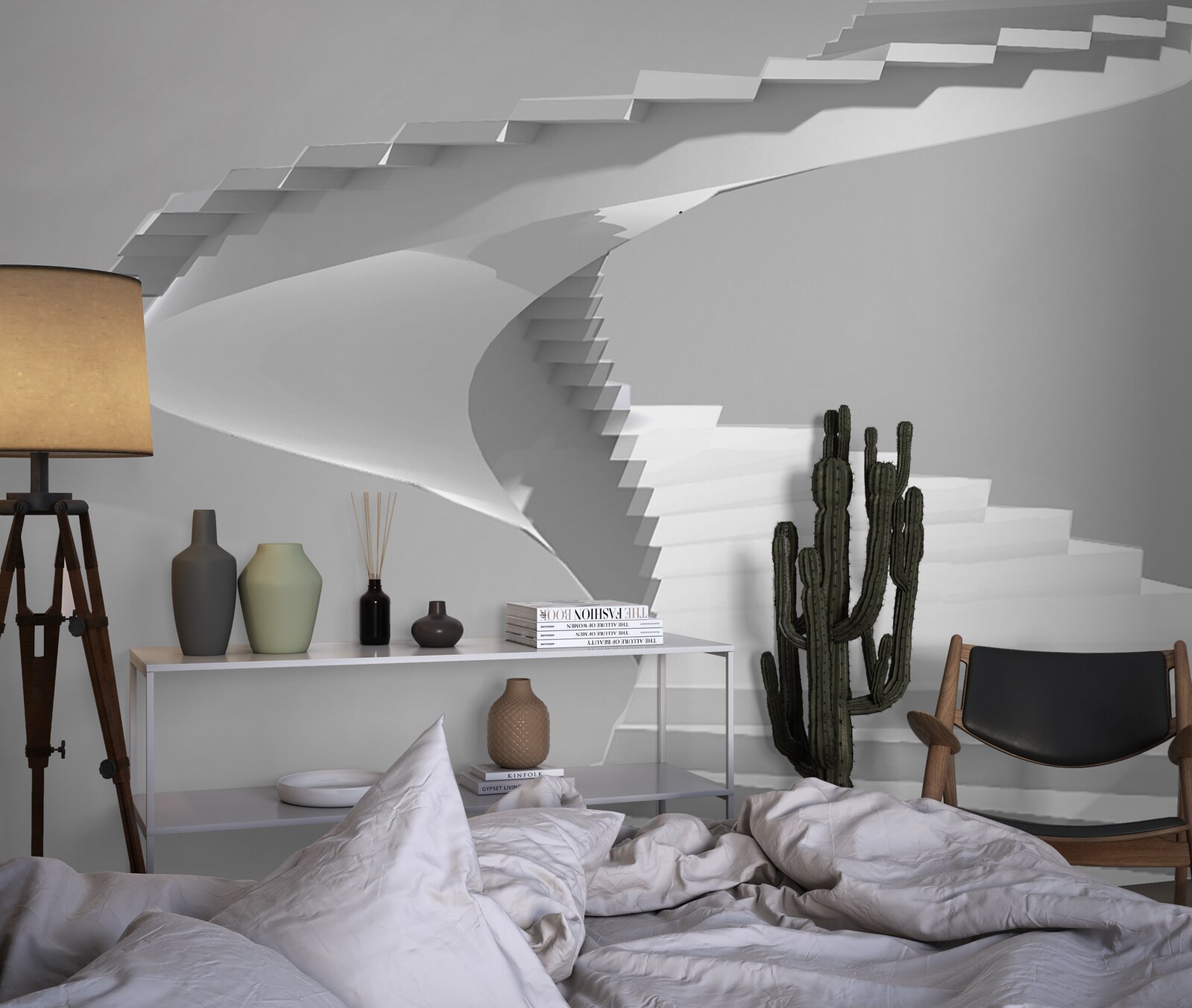 Фотошпалери білі гвинтові сходи