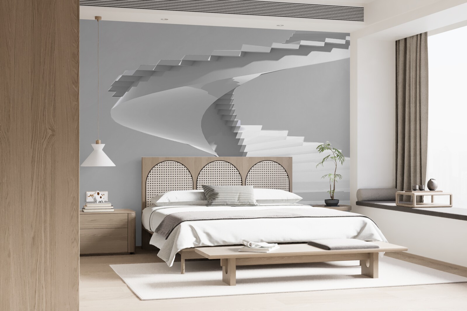 Фотошпалери білі гвинтові сходи