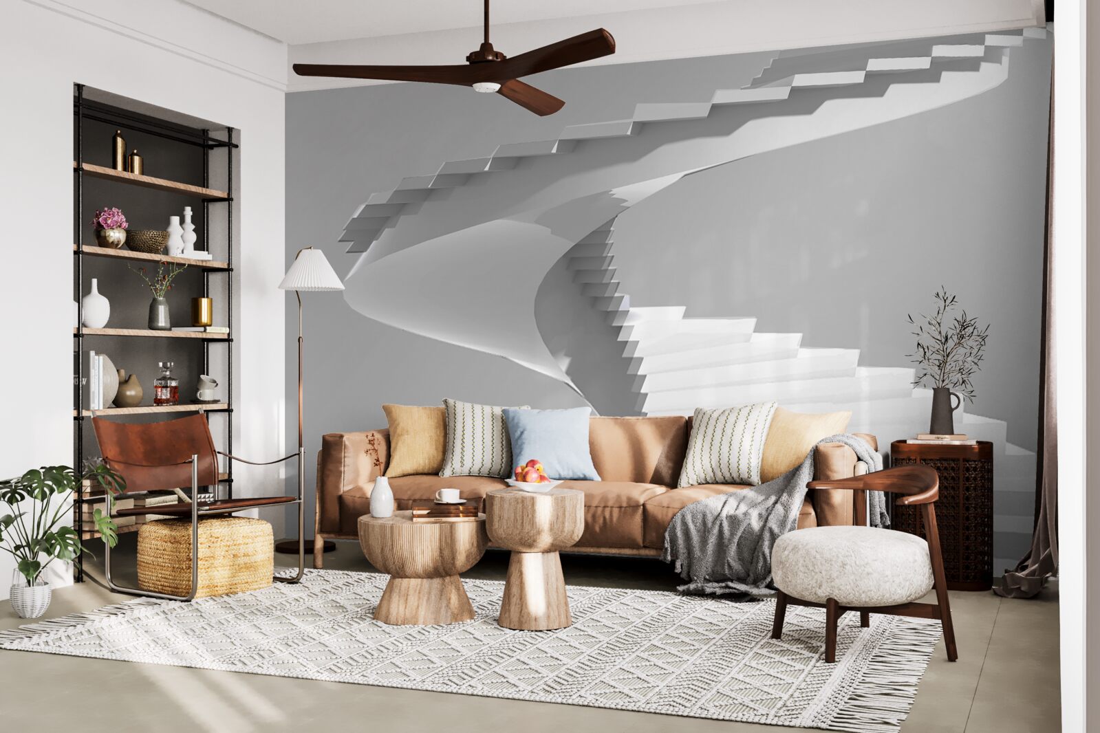 Фотошпалери білі гвинтові сходи