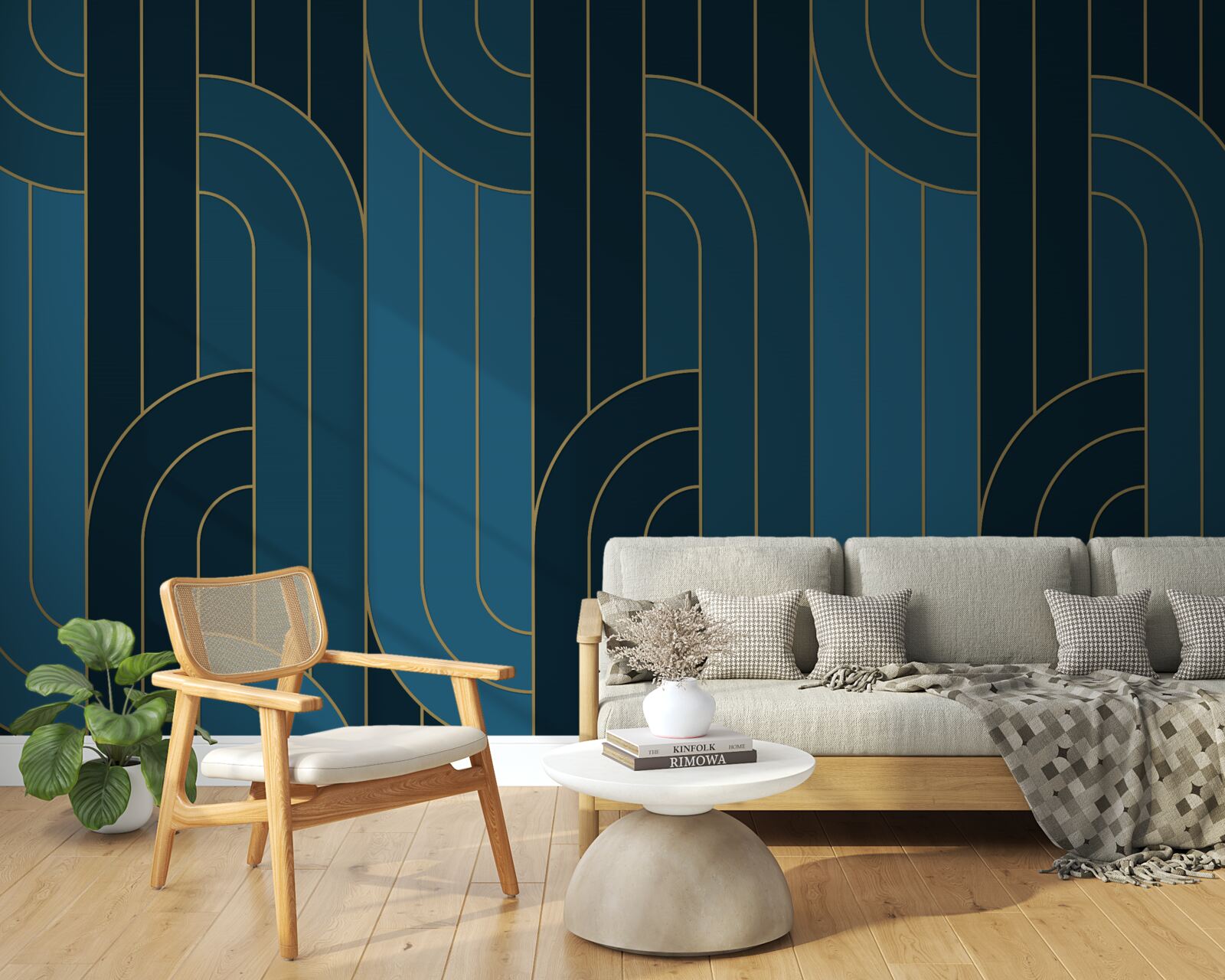 Фотошпалери сині лінії, які з'єднані між собою