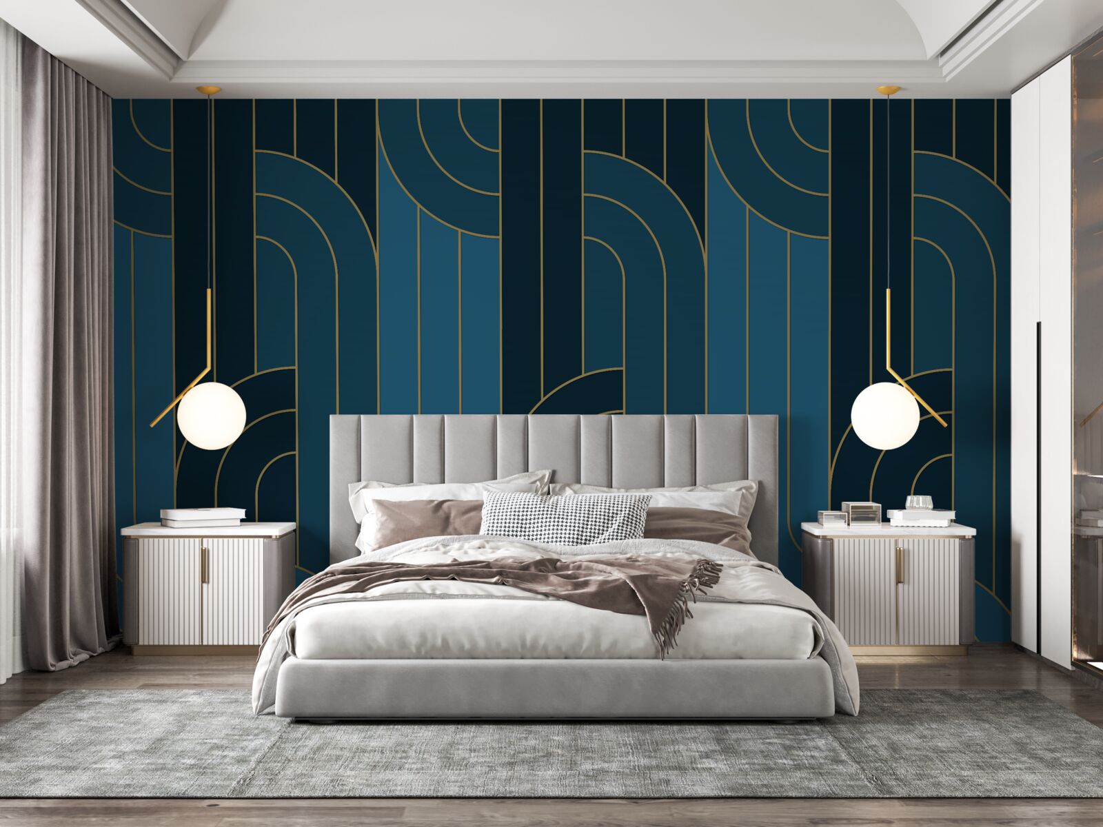 Фотошпалери сині лінії, які з'єднані між собою