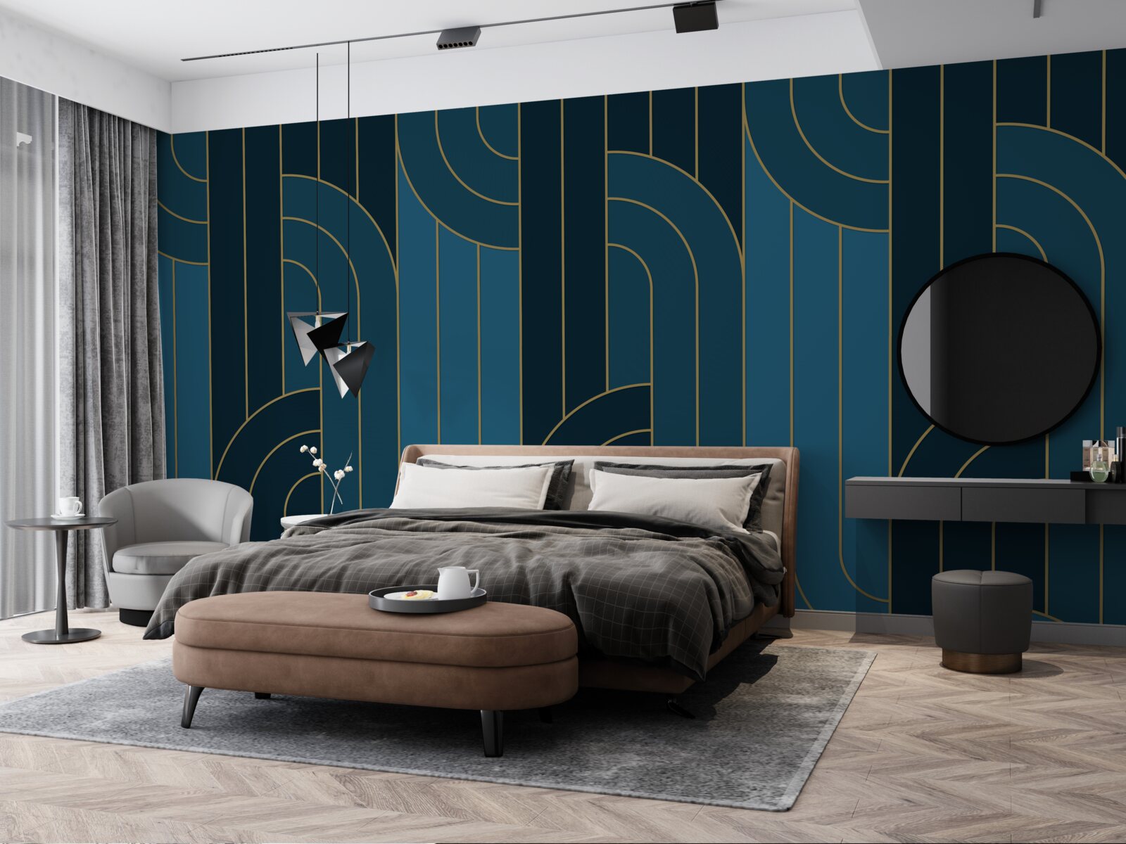 Фотошпалери сині лінії, які з'єднані між собою