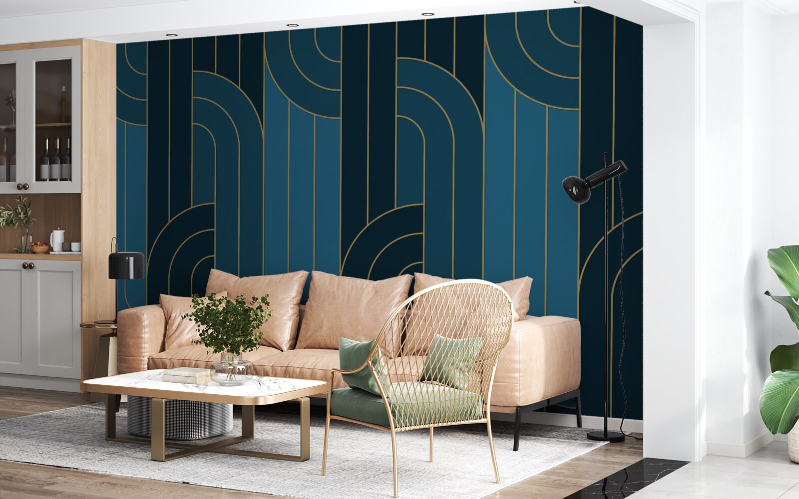 Фотошпалери сині лінії, які з'єднані між собою