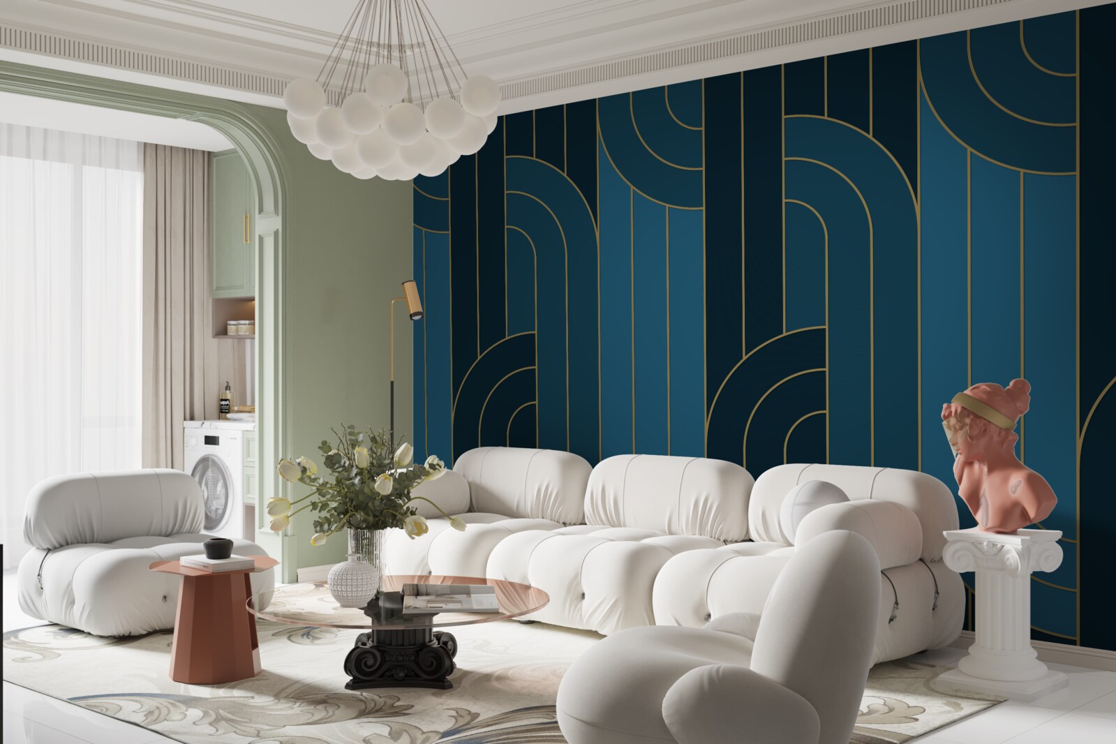 Фотошпалери сині лінії, які з'єднані між собою