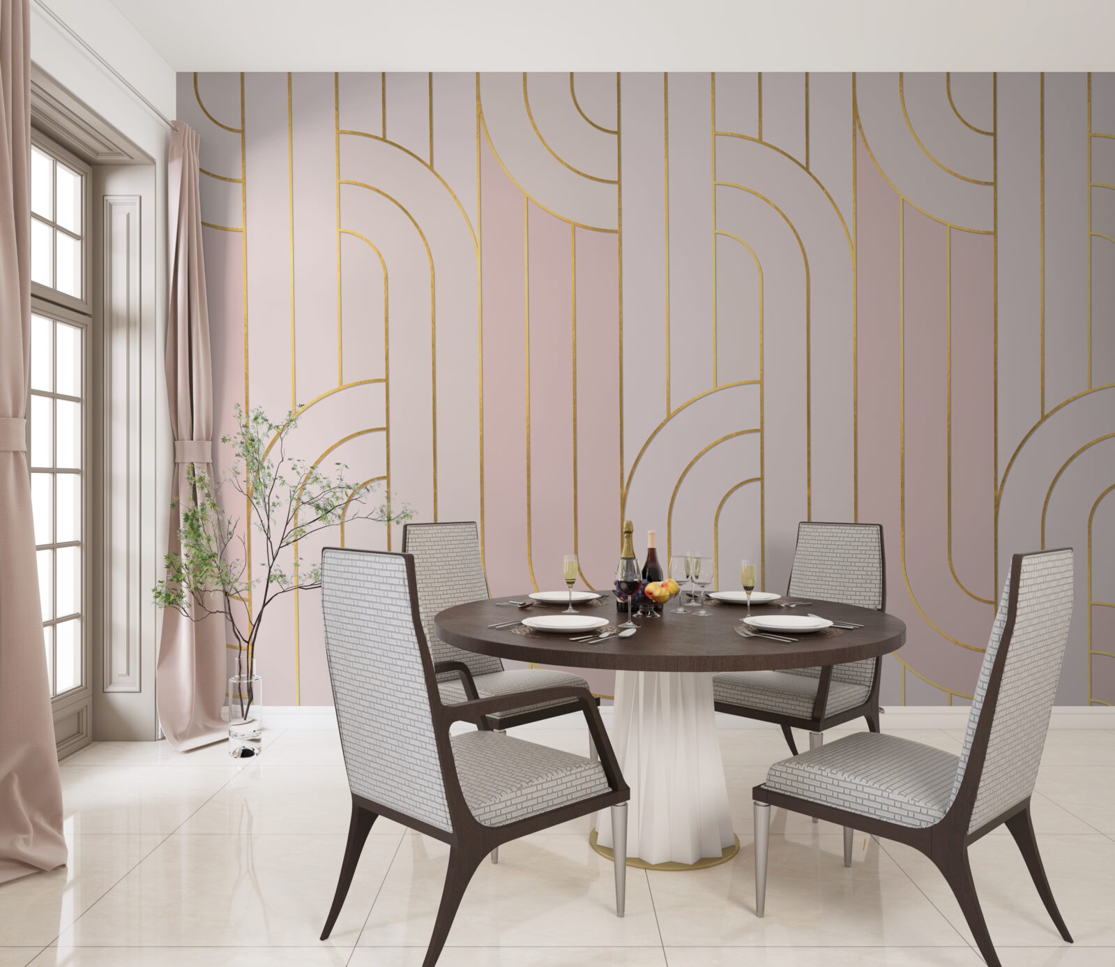 Фотошпалери м'які рожеві лінії