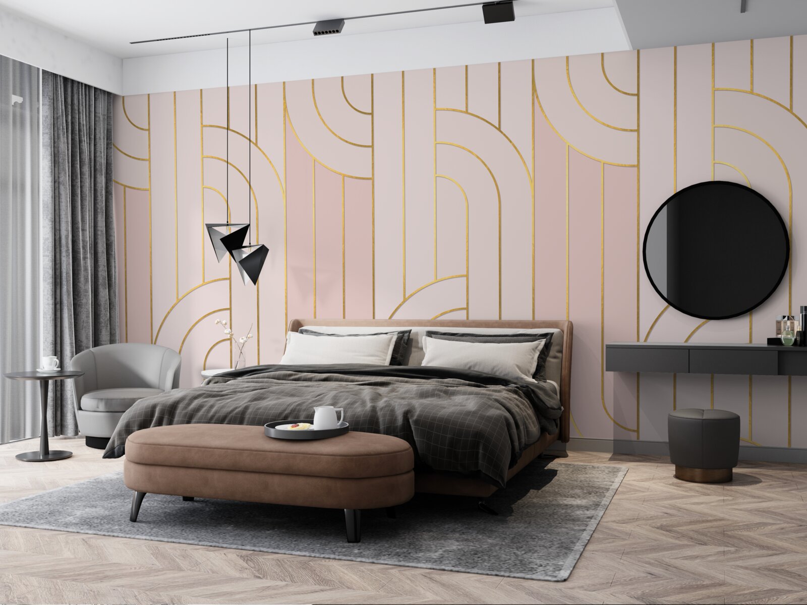 Фотошпалери м'які рожеві лінії