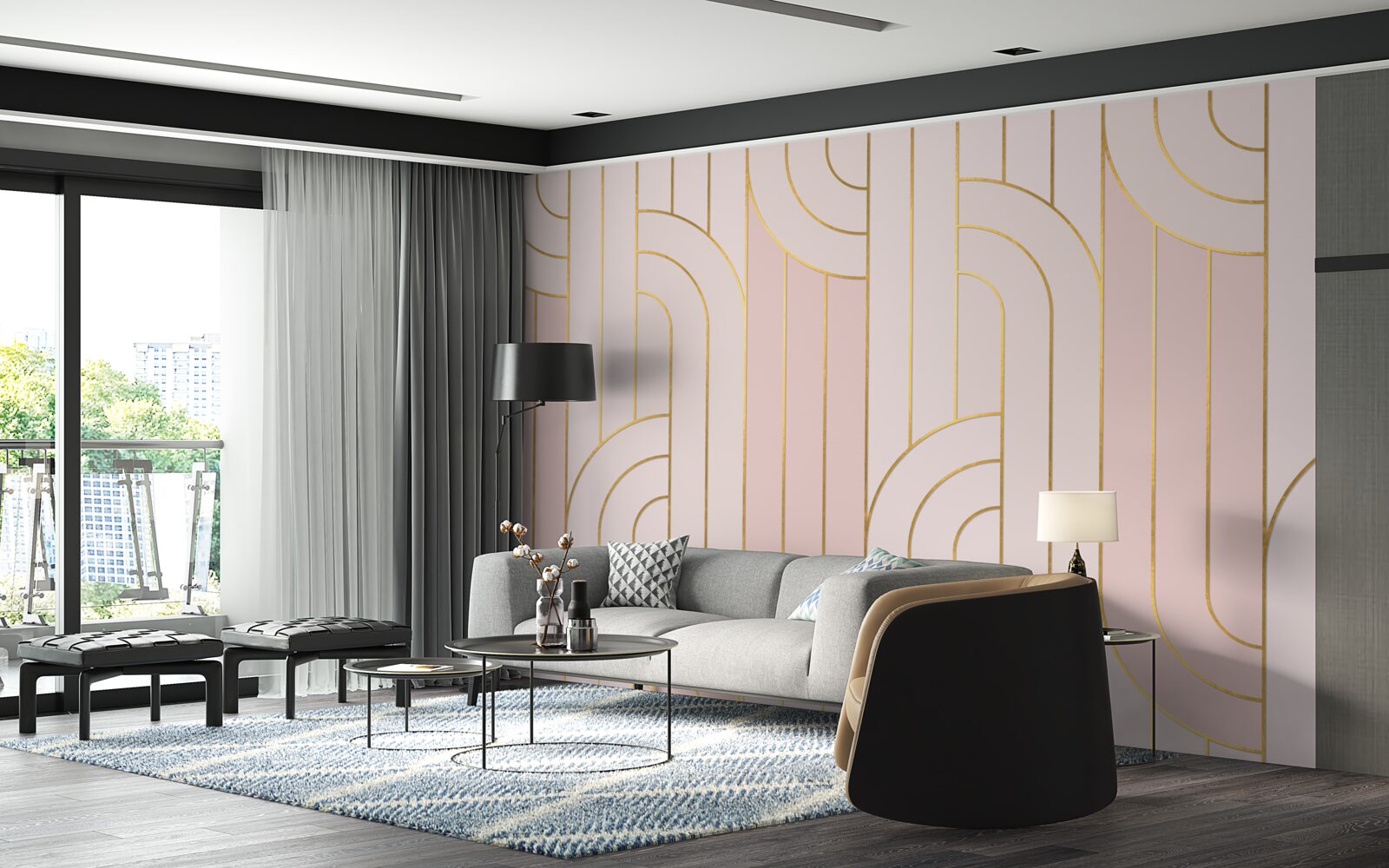 Фотошпалери м'які рожеві лінії