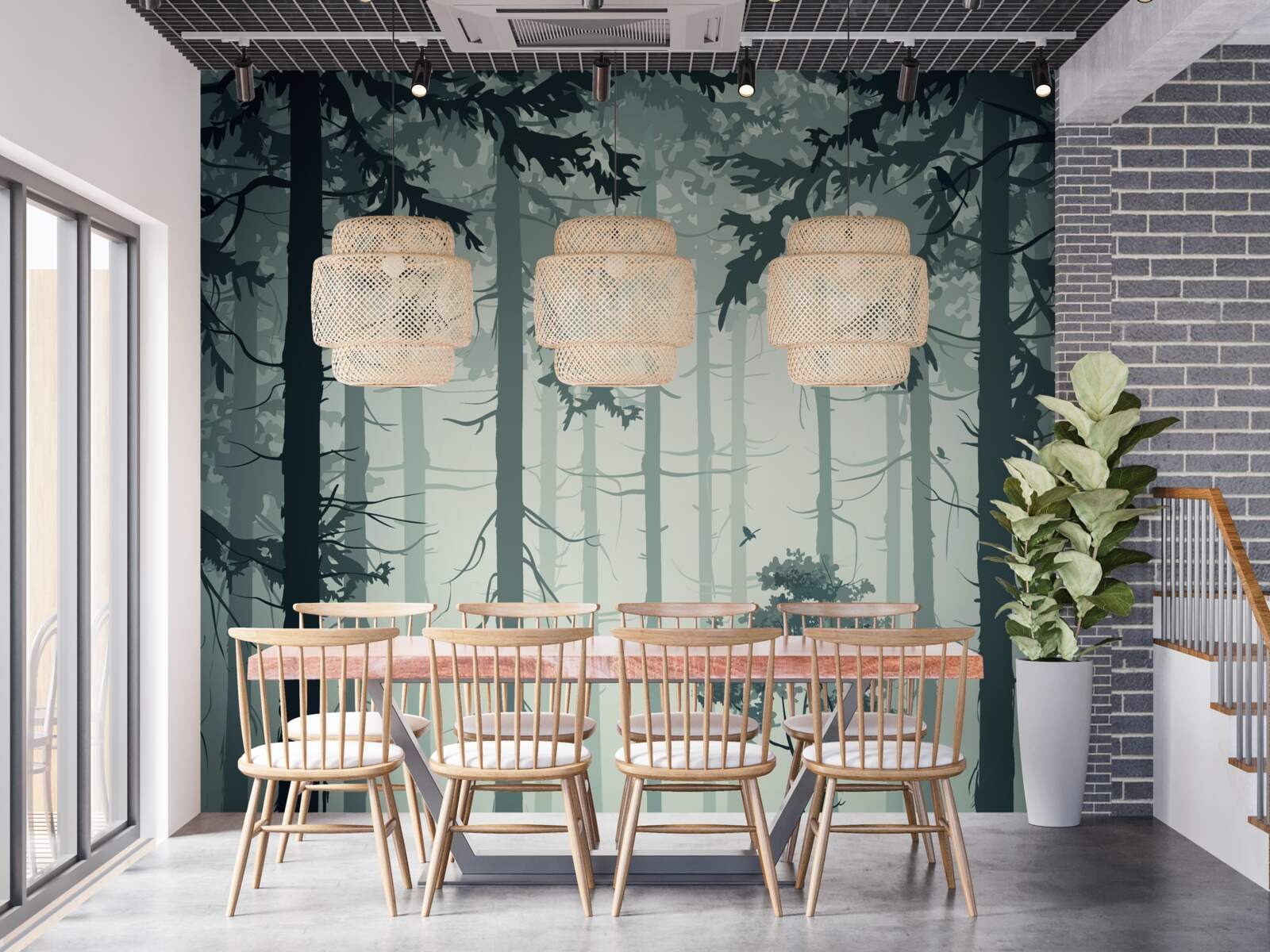 Фотошпалери ліс, оповитий таємничим туманом