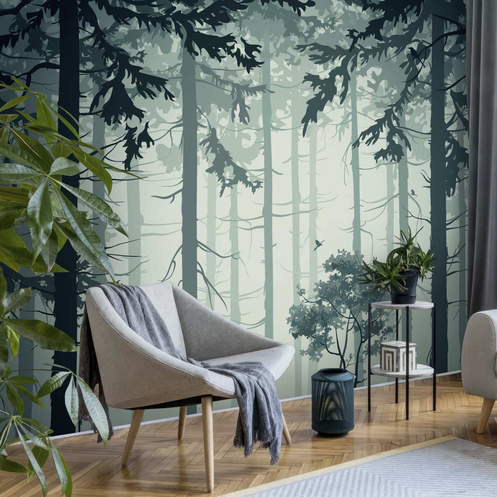 Фотошпалери ліс, оповитий таємничим туманом