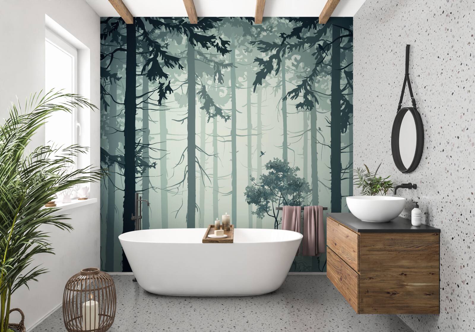 Фотошпалери ліс, оповитий таємничим туманом