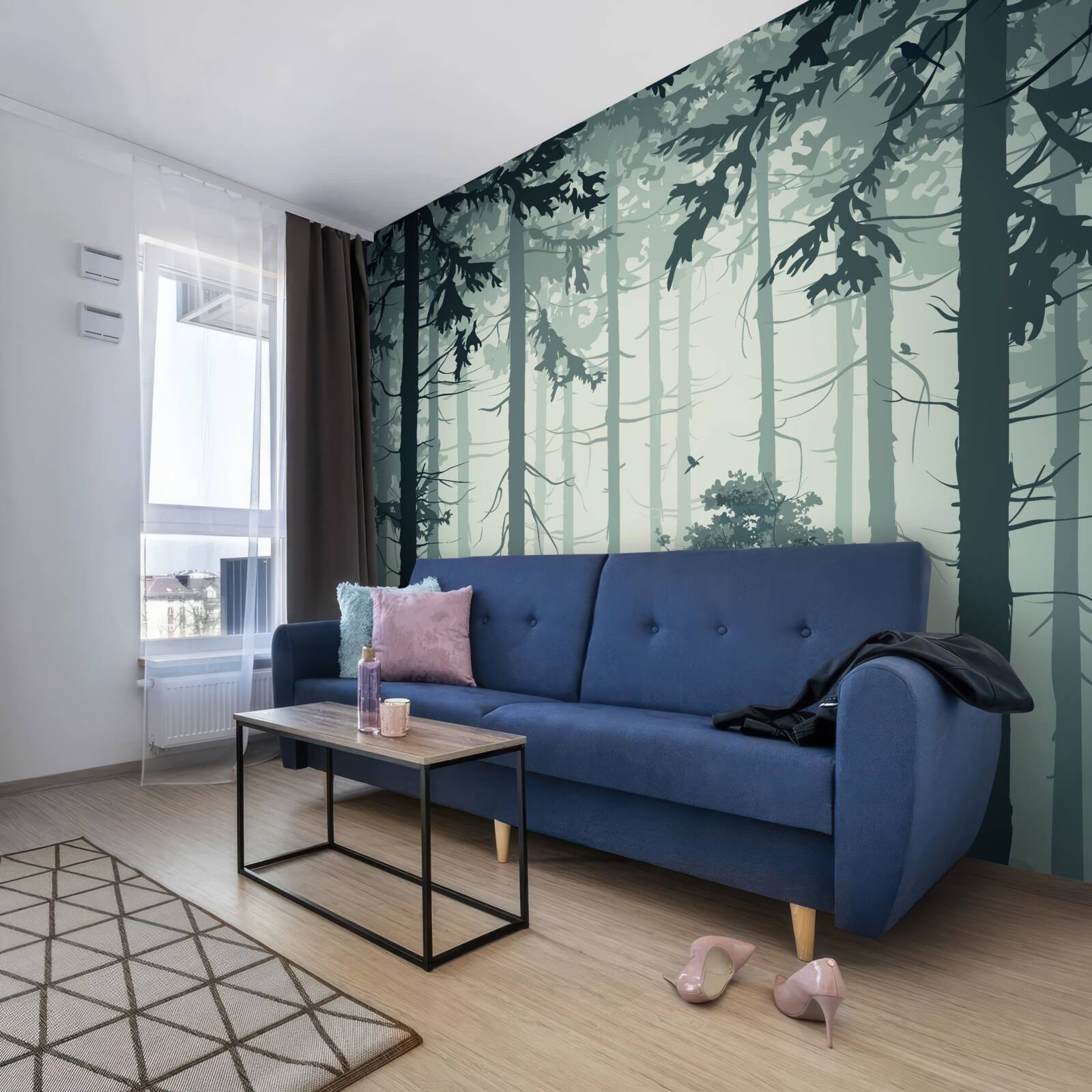 Фотошпалери ліс, оповитий таємничим туманом