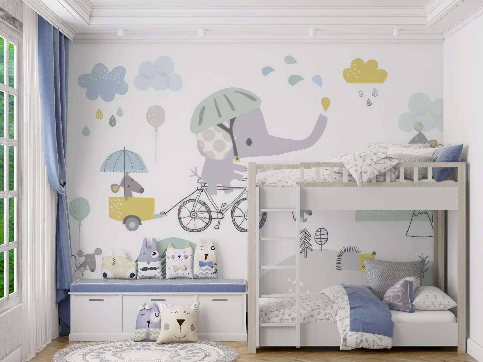 Фотошпалери інші тварини та слон на велосипеді