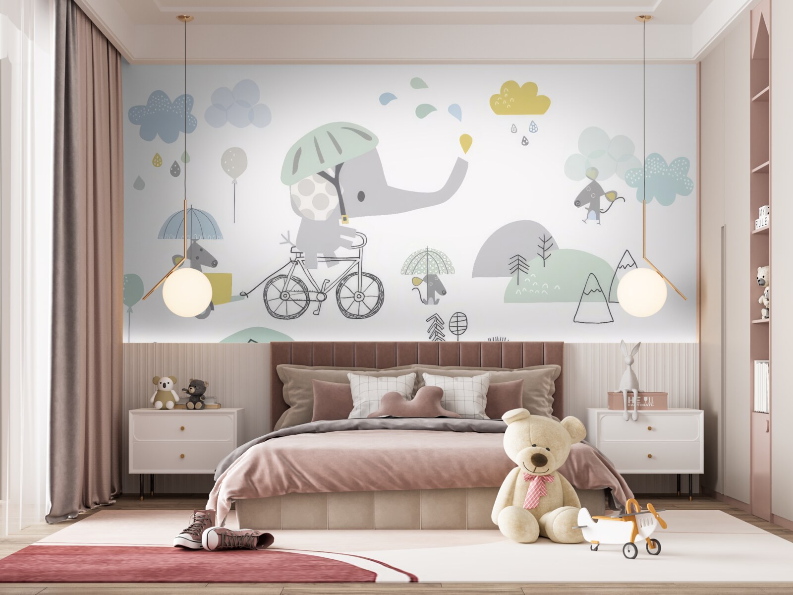 Фотошпалери інші тварини та слон на велосипеді