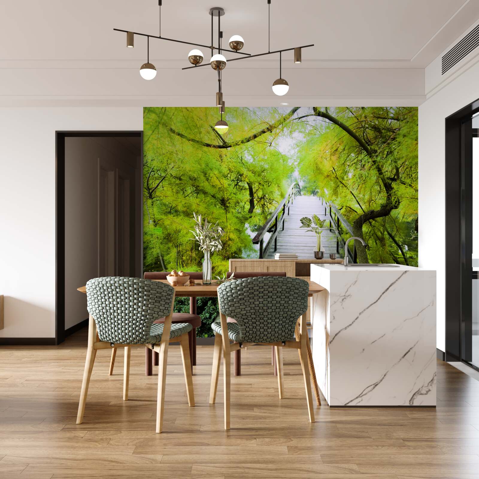 Фотошпалери сходи, що ведуть через зелені зони