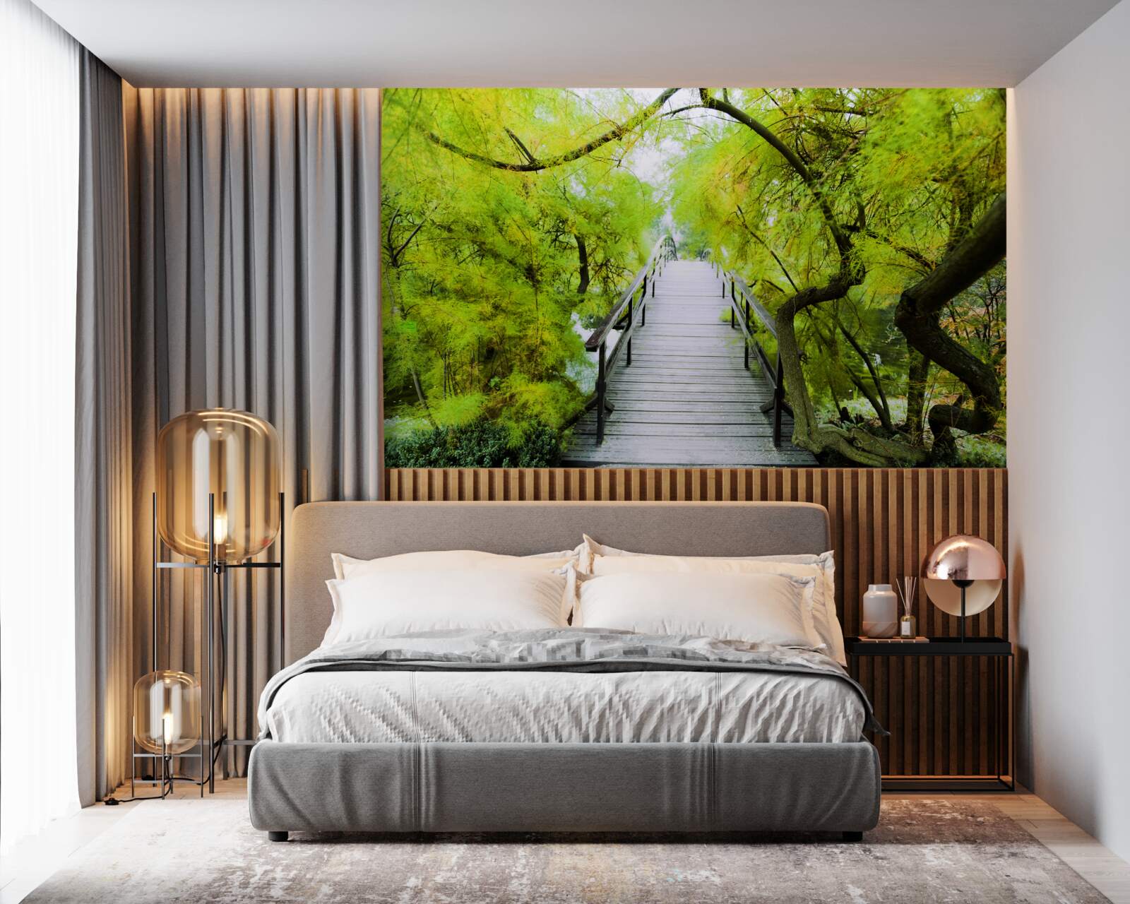 Фотошпалери сходи, що ведуть через зелені зони