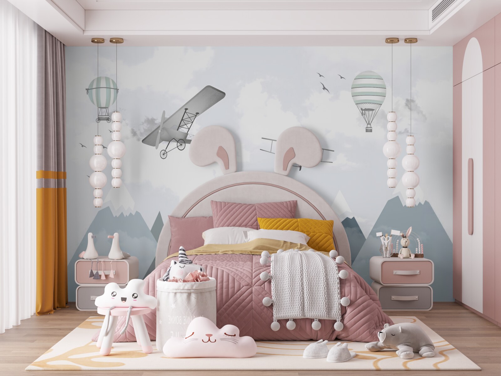 Фотошпалери літаки та гелікоптери пролітають над гірськими вершинами