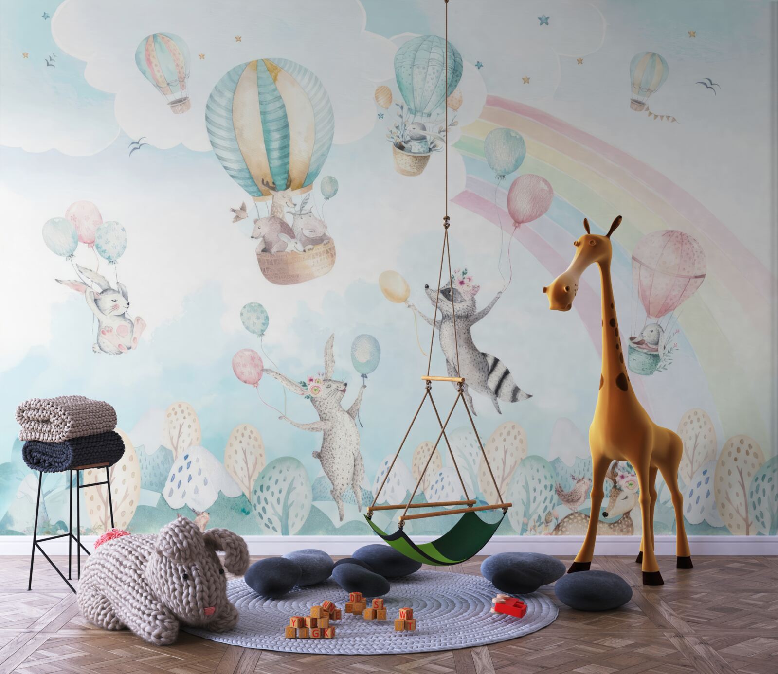 Фотошпалери тварини граються з м'ячами та літають