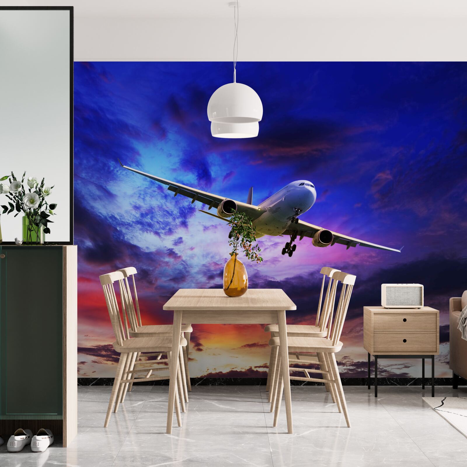 Фотошпалери пасажирські літаки у вечірньому небі