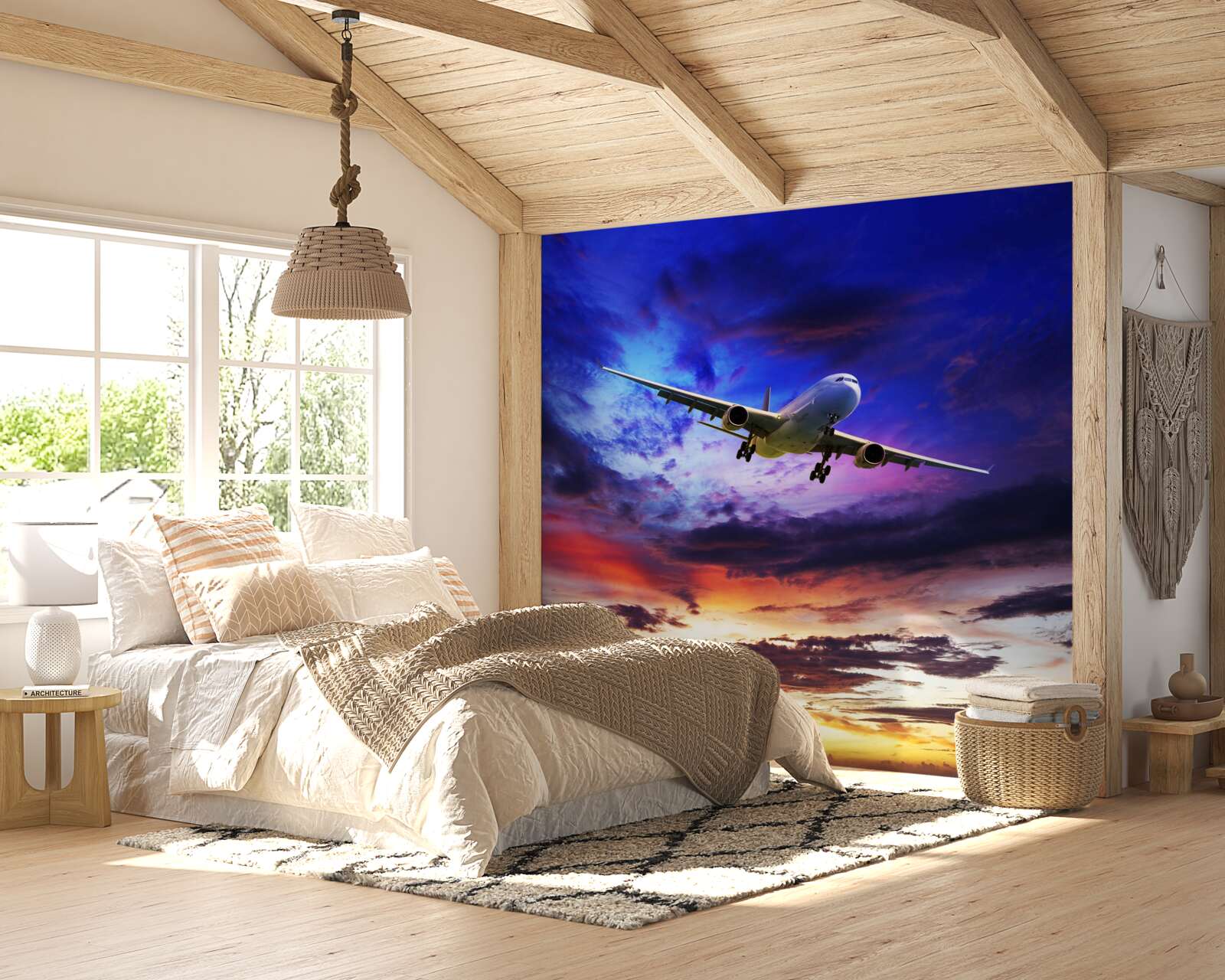 Фотошпалери пасажирські літаки у вечірньому небі