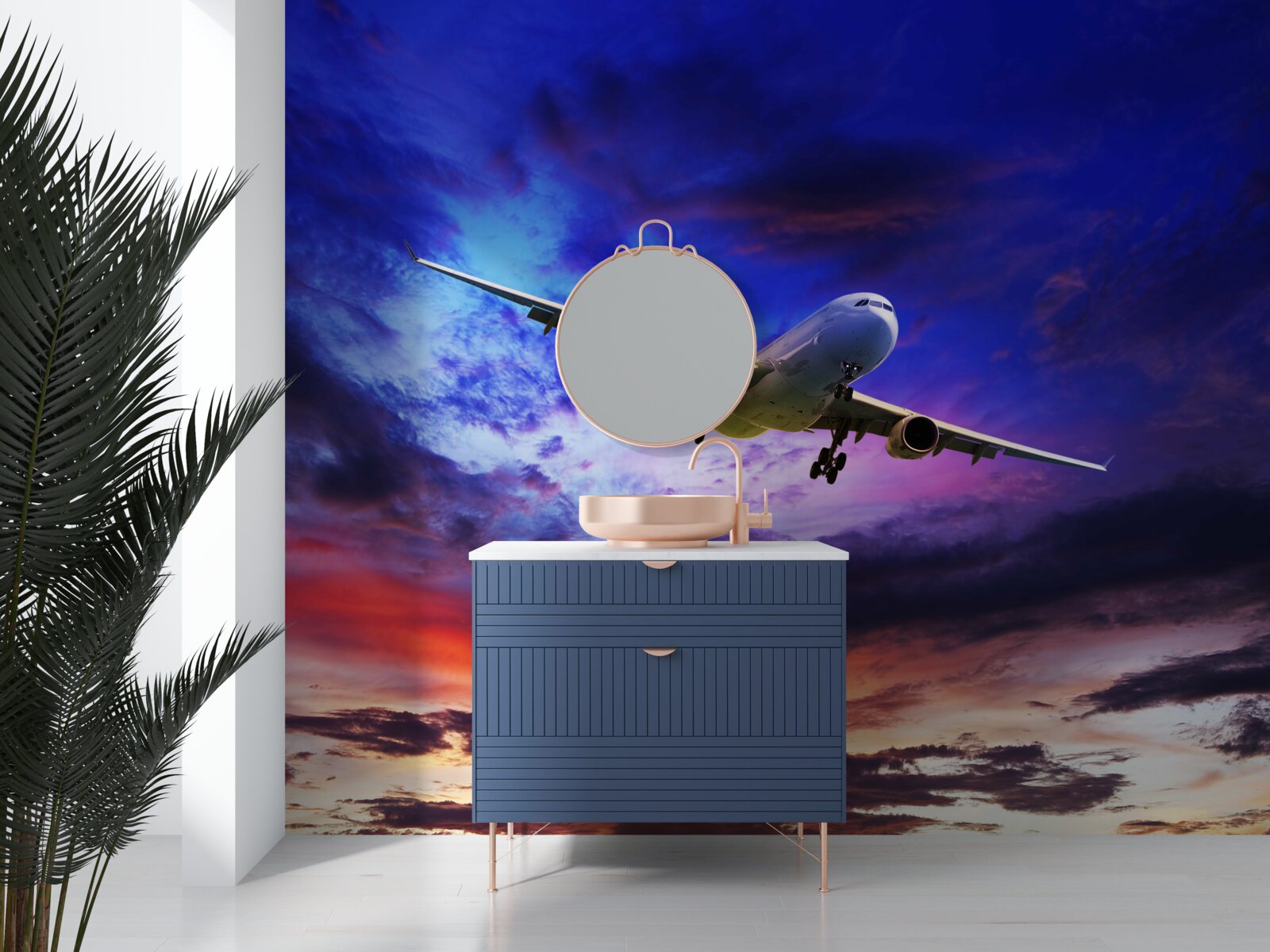 Фотошпалери пасажирські літаки у вечірньому небі