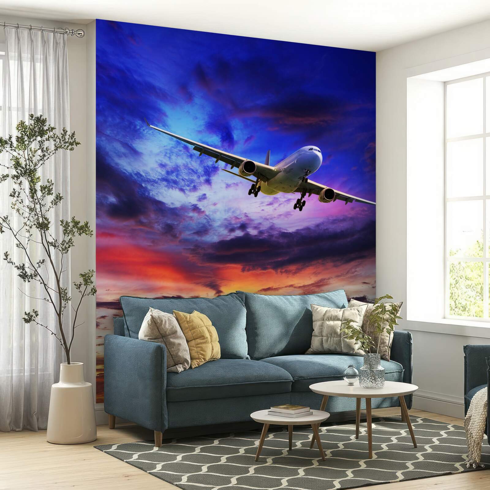 Фотошпалери пасажирські літаки у вечірньому небі