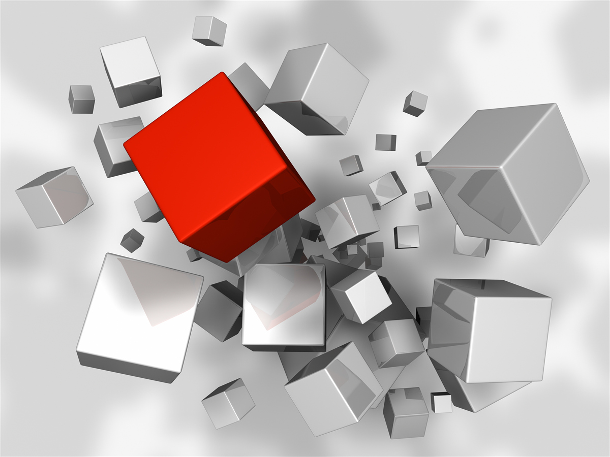 Фотошпалери великі білі кубики та один червоний кубик