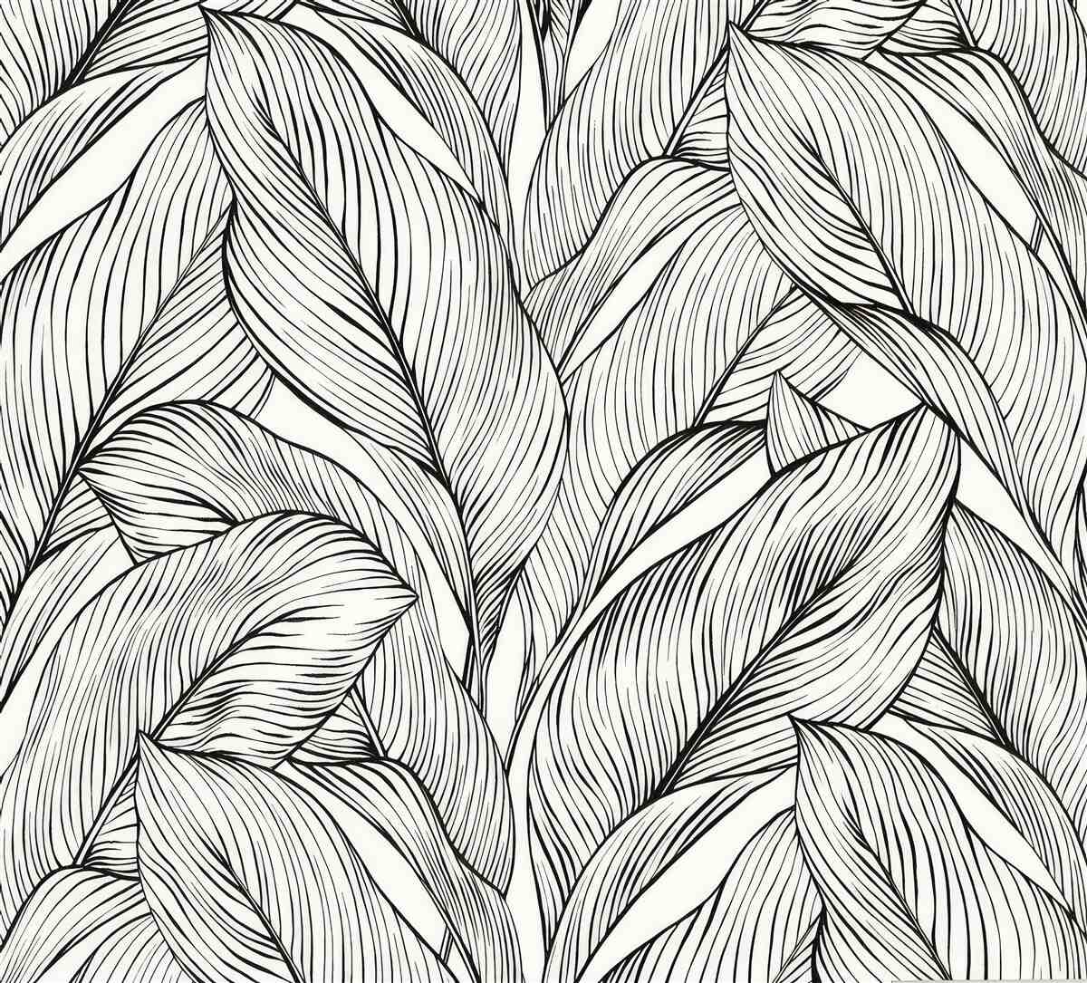 Фотошпалери чорно-біле листя, виконане в чорно-білих тонах