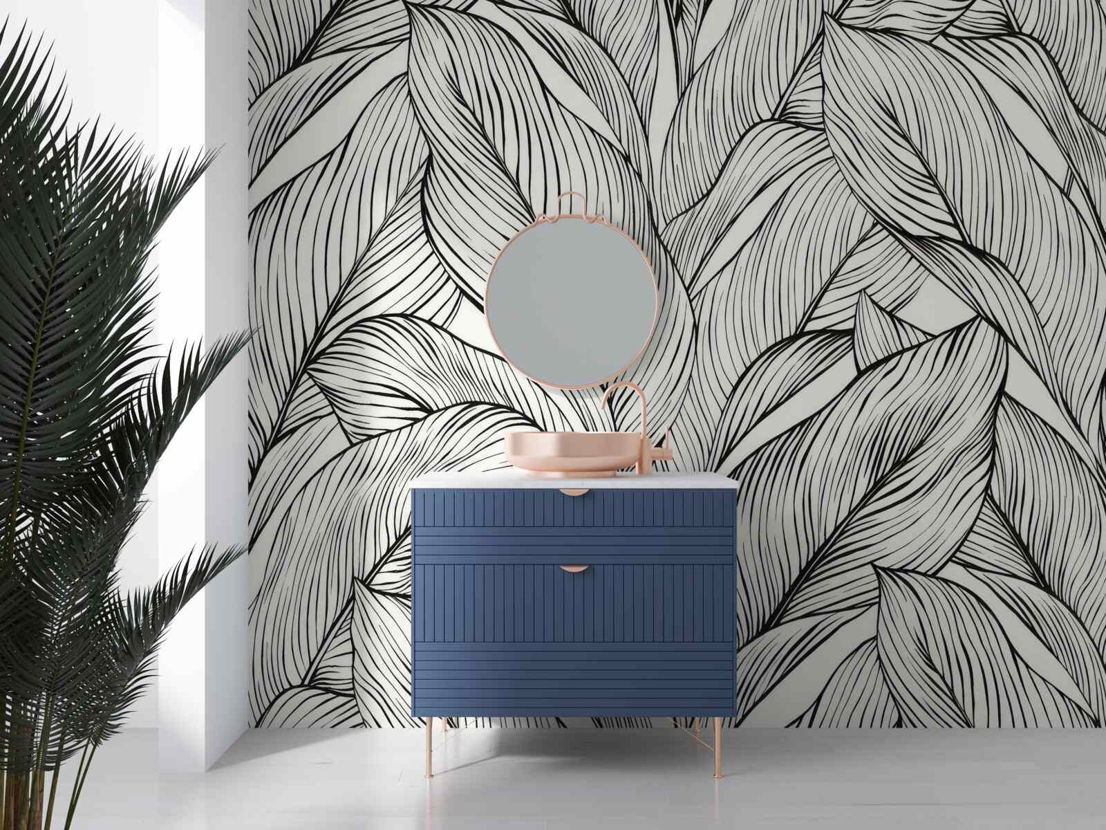 Фотошпалери чорно-біле листя, виконане в чорно-білих тонах