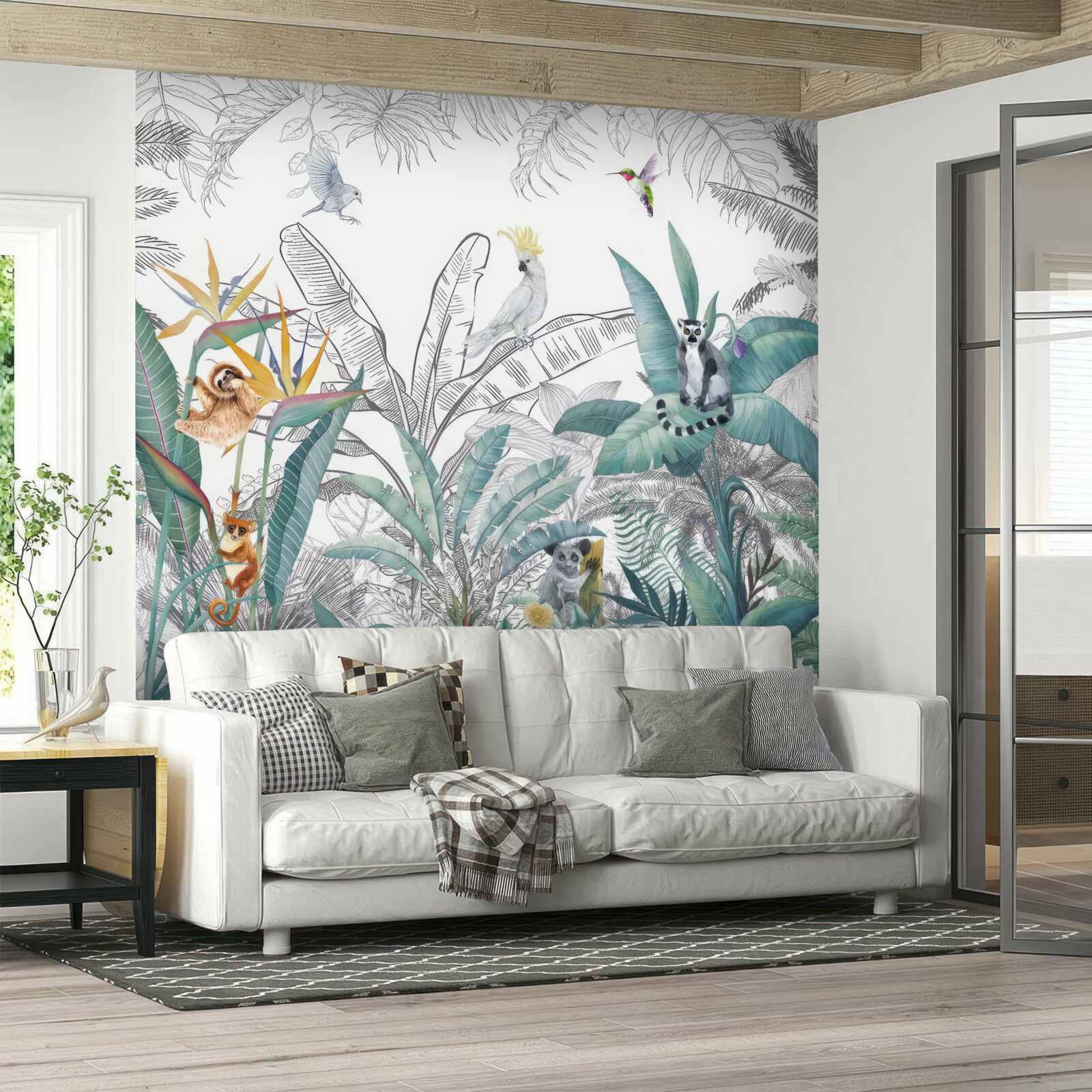 Фотошпалери птахи та тварини на різноманітному листі