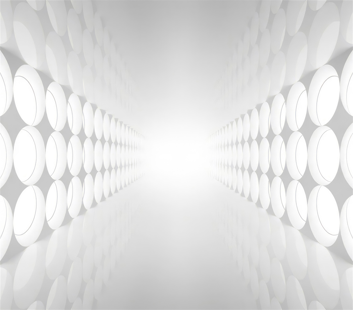 Фотошпалери тунель білий з освітленням в кінці