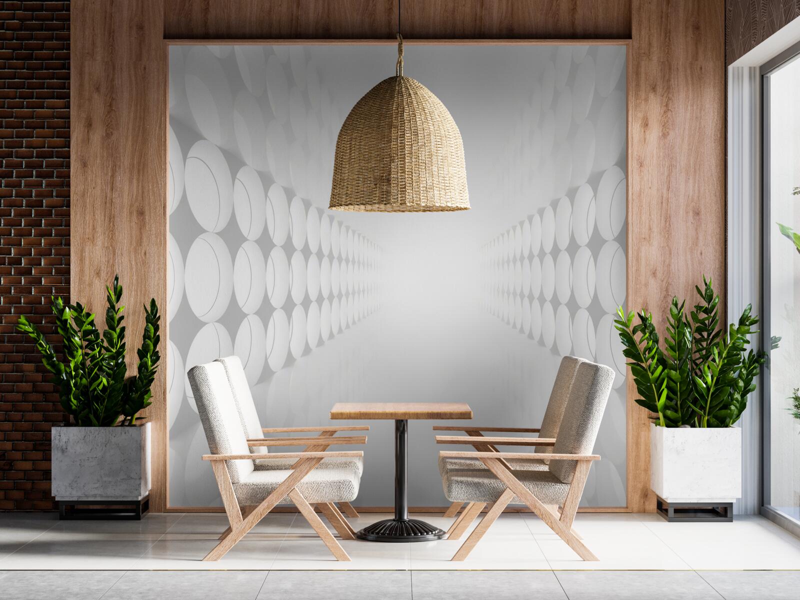 Фотошпалери тунель білий з освітленням в кінці